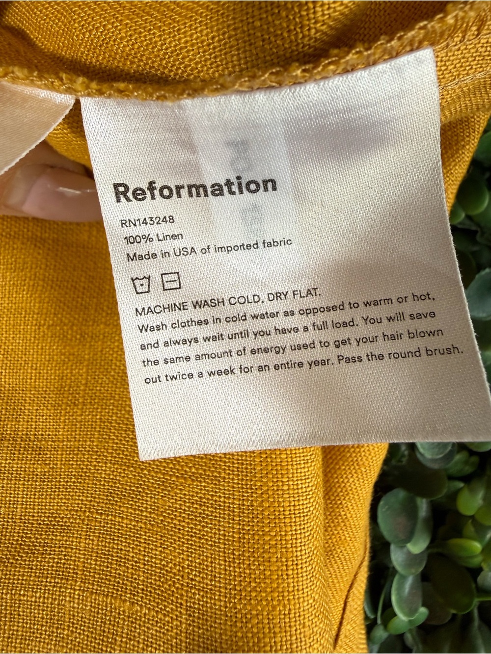 Reformation Linen Midi Dress Yellow Mustard Tie Strap Size 0 - Picture 5 of 8